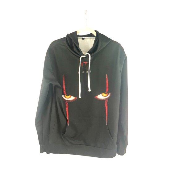 IT Chapter Two Black Hoodie S Pennywise Graphic Print Sweatshirt Goth Grunge - Picture 1 of 7